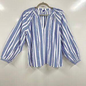 Medium Striped Peasant Blouse Coastal Grandmillennial Cottagecore preppy casual